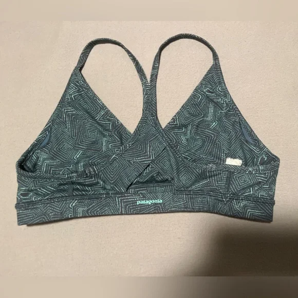 Patagonia Teal Geometric Bikini Top size small - Picture 2 of 3
